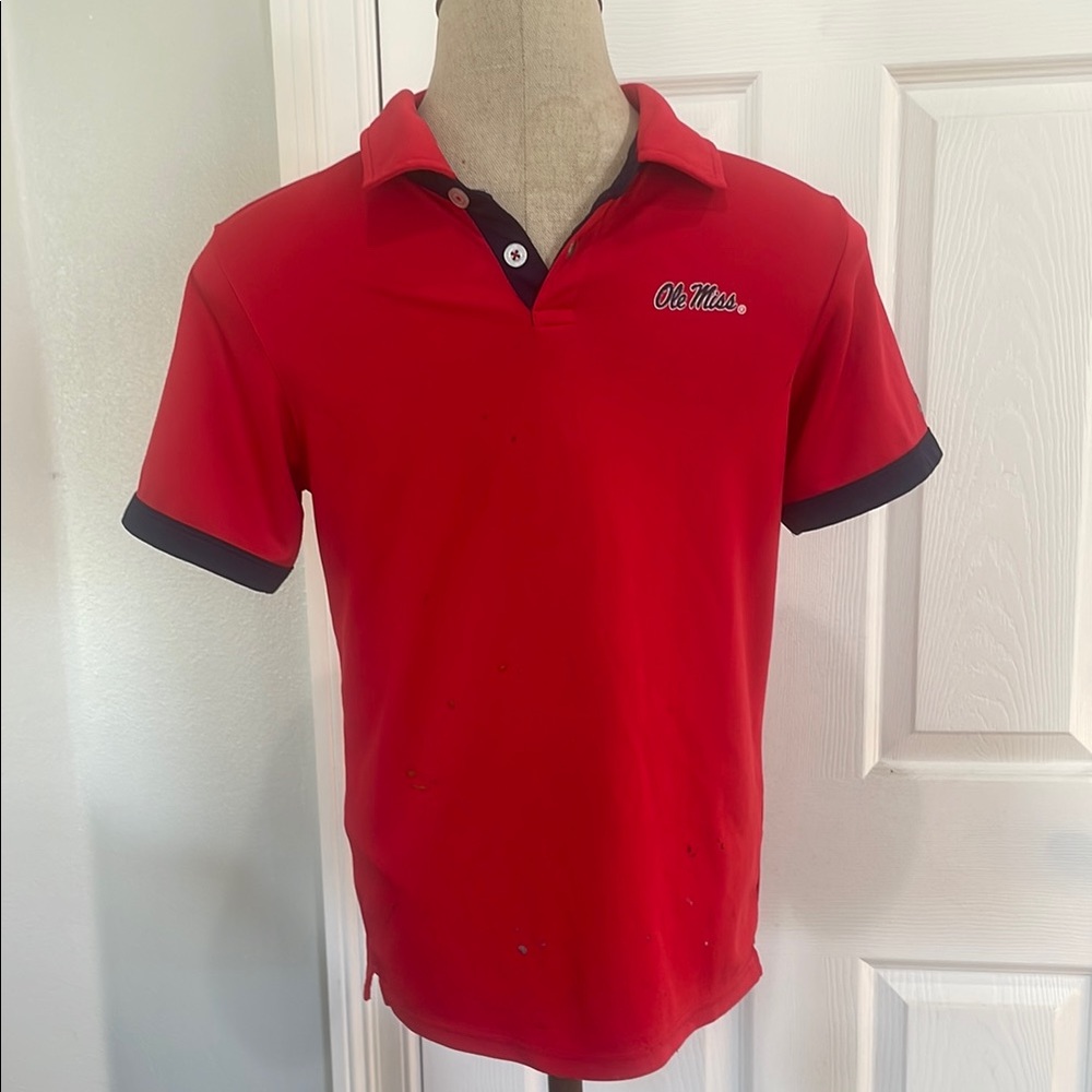 Vibrant Red Polo Shirt with Black Accents